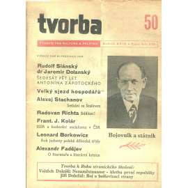 Tvorba – Týdeník pro kulturu a politiku, ročník XVIII., číslo 50/1949 (časopis, noviny)