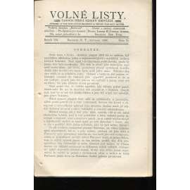 Volné listy, ročník VII., číslo 78/18989. Časopis šířící zásady bezvládí (anarchismus, exil, noviny, časopis, USA)