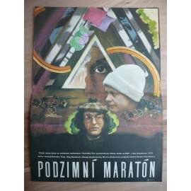 Podzimní maratón (filmový plakát, film SSSR 1979, režie Georgij Danělija, Hrají: Oleg Basilašvili, Natalja Gundareva, Marina Nějolova)