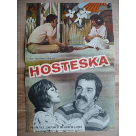 Hosteska (filmový plakát, film NDR 1976, režie Rolf Römer, Hrají: Jürgen Heinrich, Michael Gwisdek, Rolf Römer)