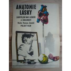 Anatomie lásky (filmový plakát, film Polsko 1972, režie Roman Załuski, Hrají: Barbara Brylska, Jan Nowicki, Anna Parzonka)