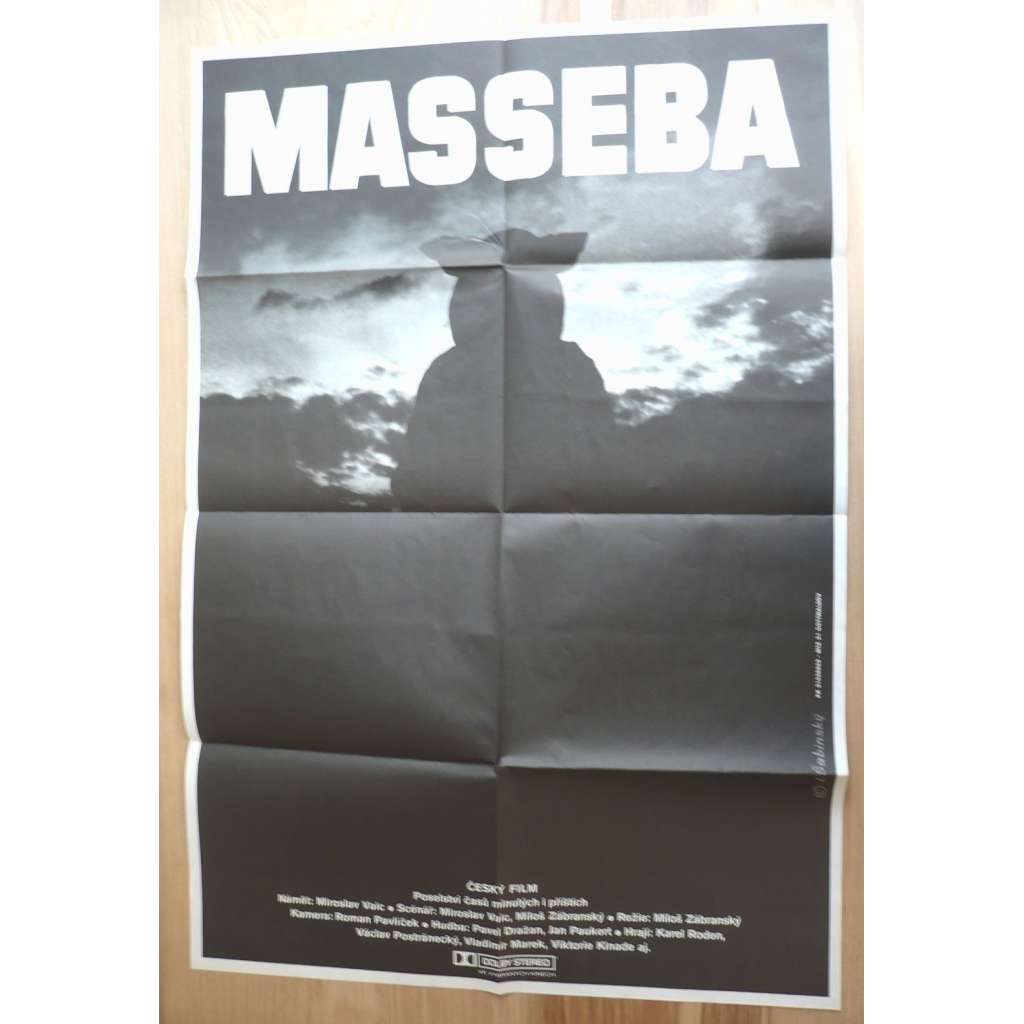 Masseba (filmový plakát, film ČSSR 1989, režie Miloš Zábranský, Hrají: Karel Roden, Václav Postránecký, Vladimír Marek)