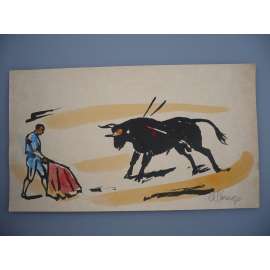 Alois Moravec (1899 - 1987) - Corrida - Akvarel, signovaná grafika