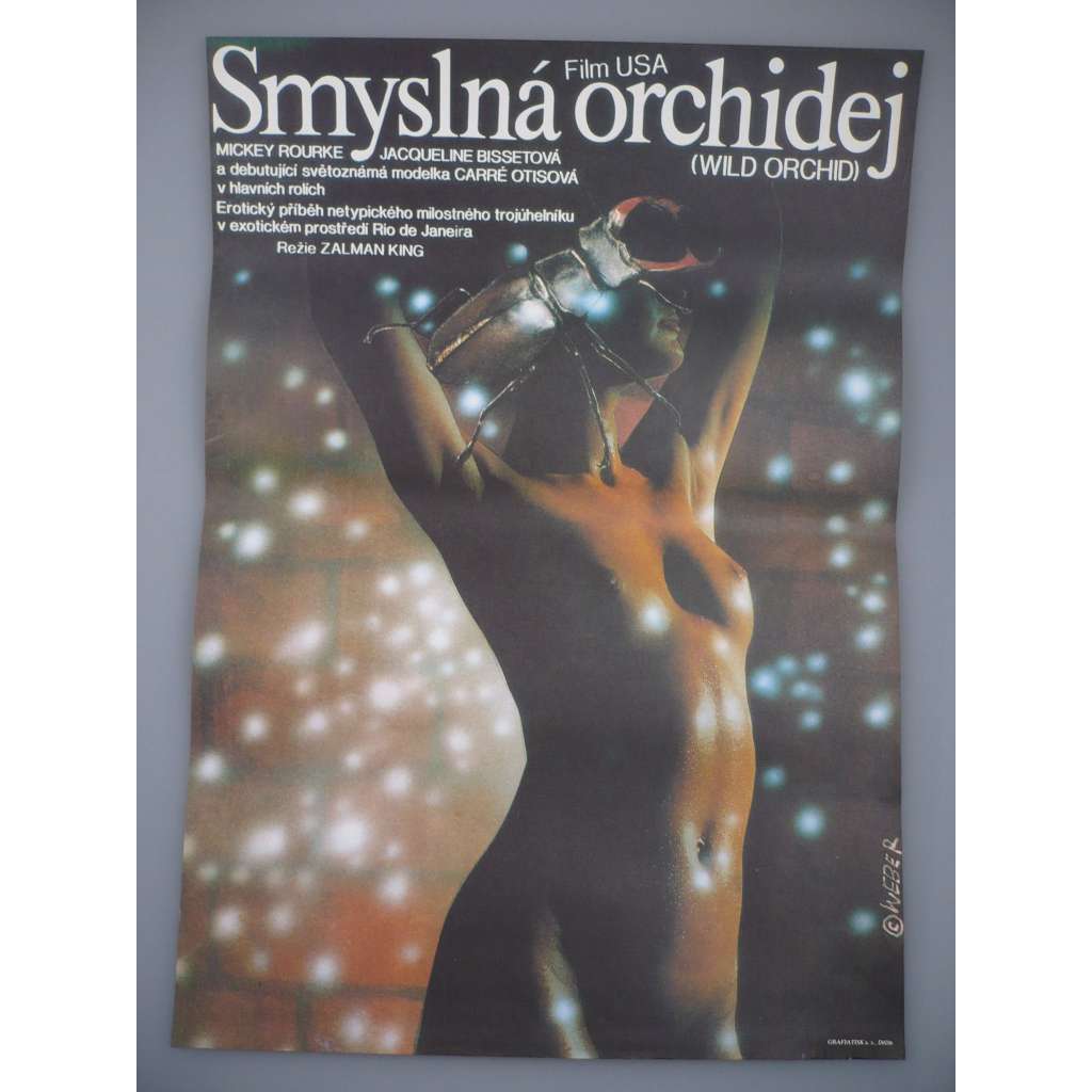 Smyslná orchidej (filmový plakát, film USA 1983, režie  Zalman King, Hrají: Mickey Rourke, Jacqueline Bisset, Carré Otis)