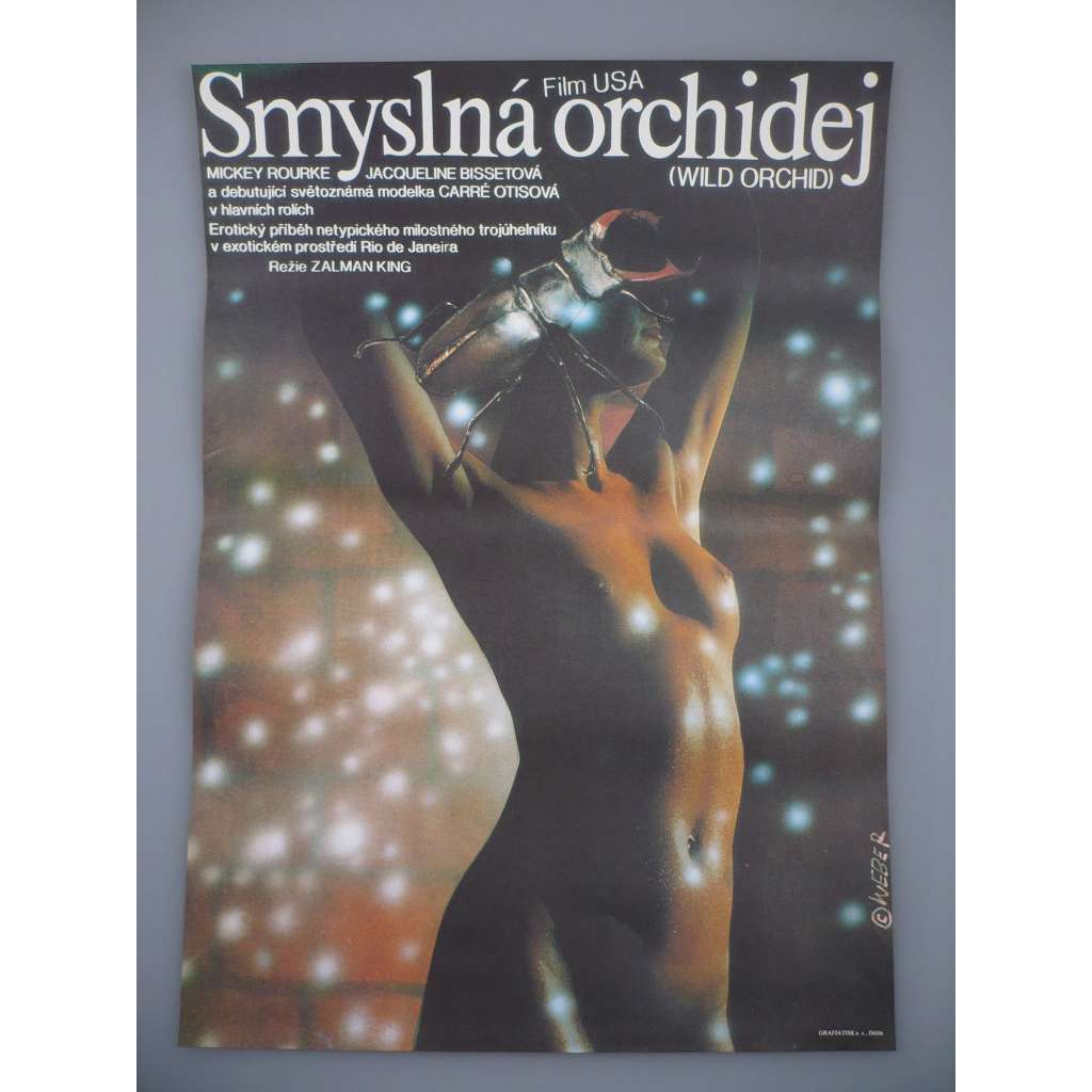 Smyslná orchidej (filmový plakát, film USA 1983, režie  Zalman King, Hrají: Mickey Rourke, Jacqueline Bisset, Carré Otis)