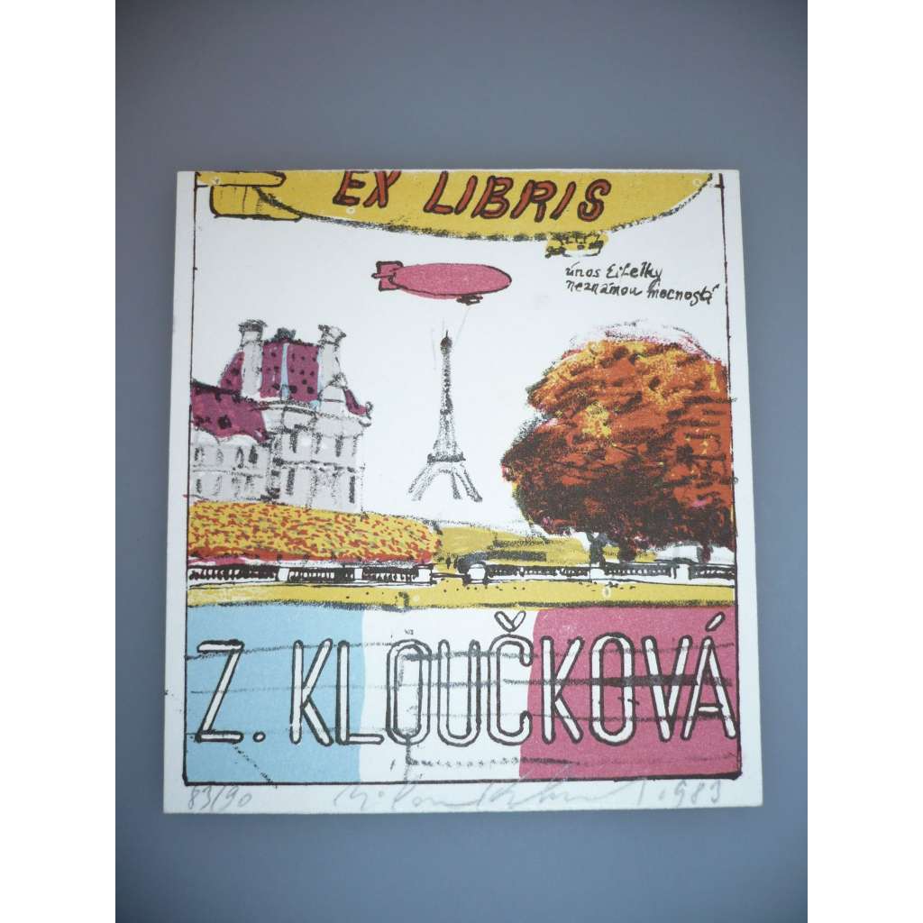 Kohout Milan (1945) - EX LIBRIS, Francie, Paříž - Litografie, signovaná grafika