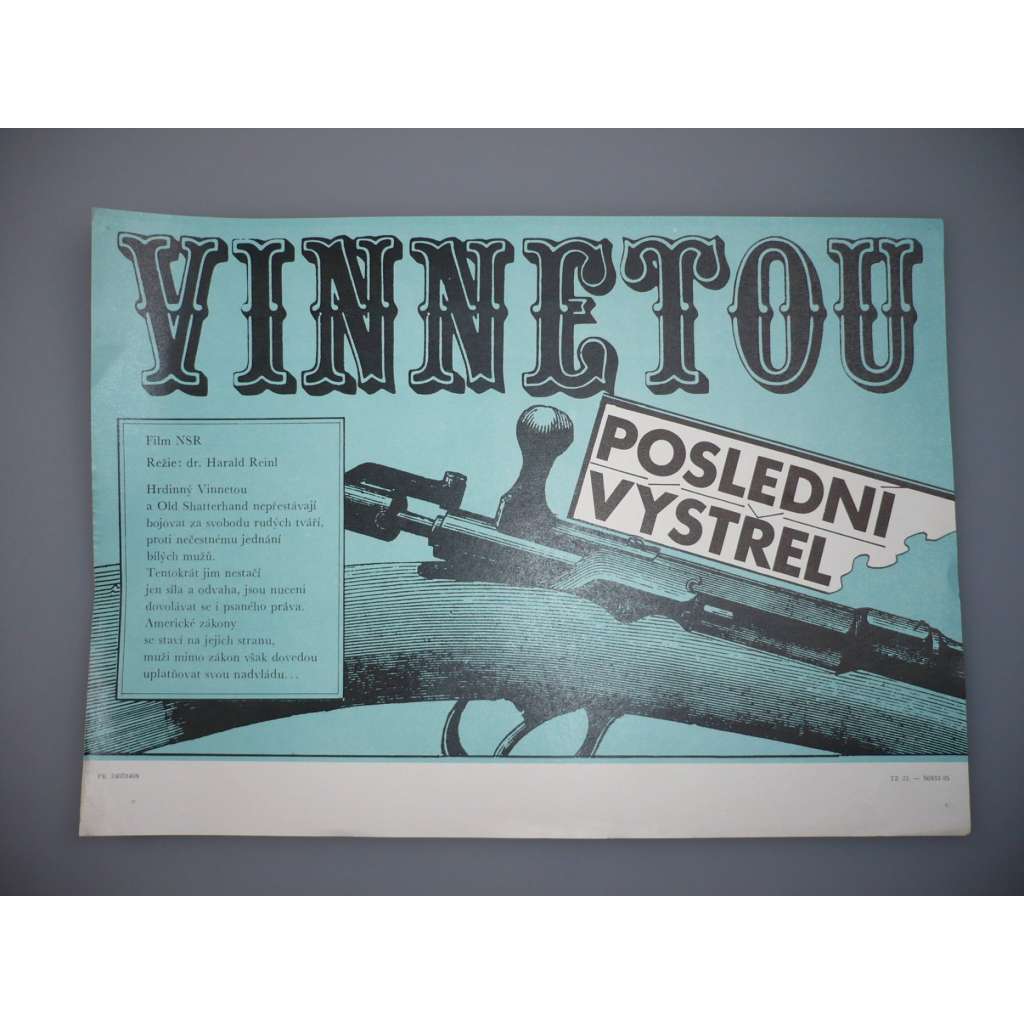 Vinnetou - Poslední výstřel (filmový plakát, papírová fotoska, slepka, film Západní Německo 1965, režie Harald Reinl, Hrají: Lex Barker, Pierre Brice, Rik Battaglia)