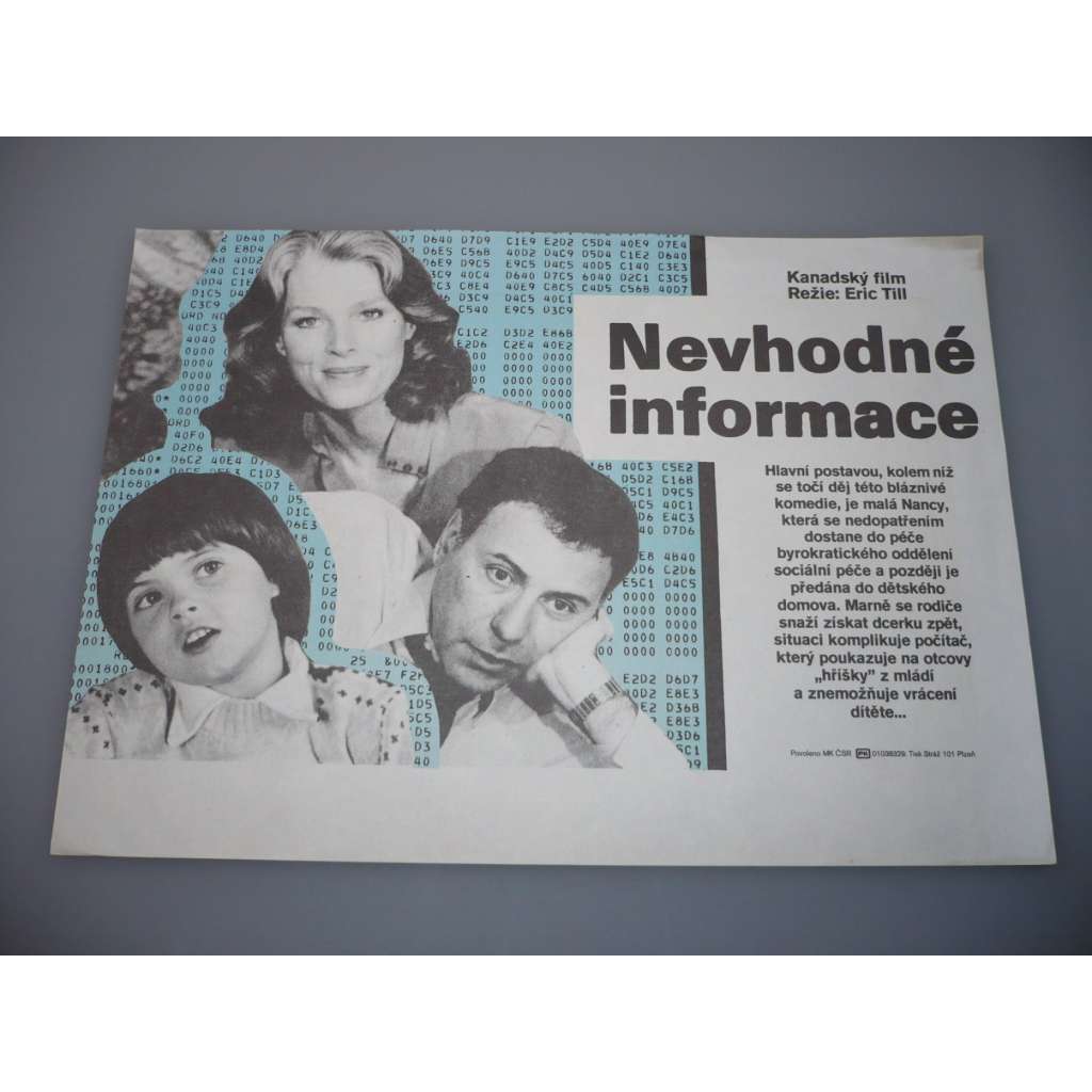 Nevhodné informace (filmový plakát, papírová fotoska, slepka, film Kanada 1981, režie Ian Sutherland, Hrají: Alan Arkin, Mariette Hartley, Wayne Robson,)