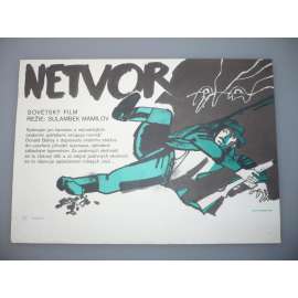 Netvor (filmový plakát, papírová fotoska, slepka, film SSSR 1985, režie Sulambek Mamilov, Hrají: Juozas Budraitis, Alexej Petrenko, Gražina Bajkštite)