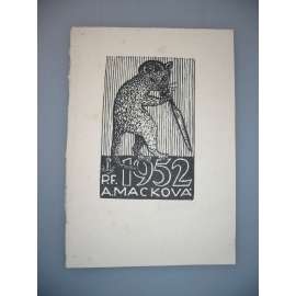 Anna Macková (1887 - 1969) - Novoročenka PF 1952 - dřevoryt, grafika, signováno