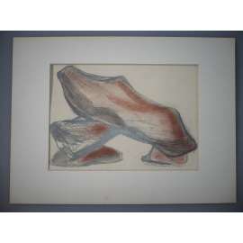 Jindřich Wielgus (1910 - 1998) - Studie sochy, viklan u Lovětína - pastel 1944, grafika, signováno