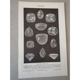 Diamant, diamanty - litografie cca 1880, grafika, nesignováno