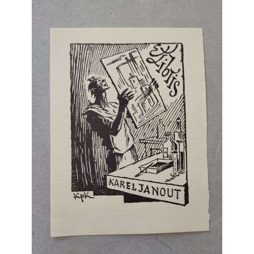 Jan Konůúek (1883 - 1950) - EX LIBRIS - dřevoryt, grafika, nesignováno