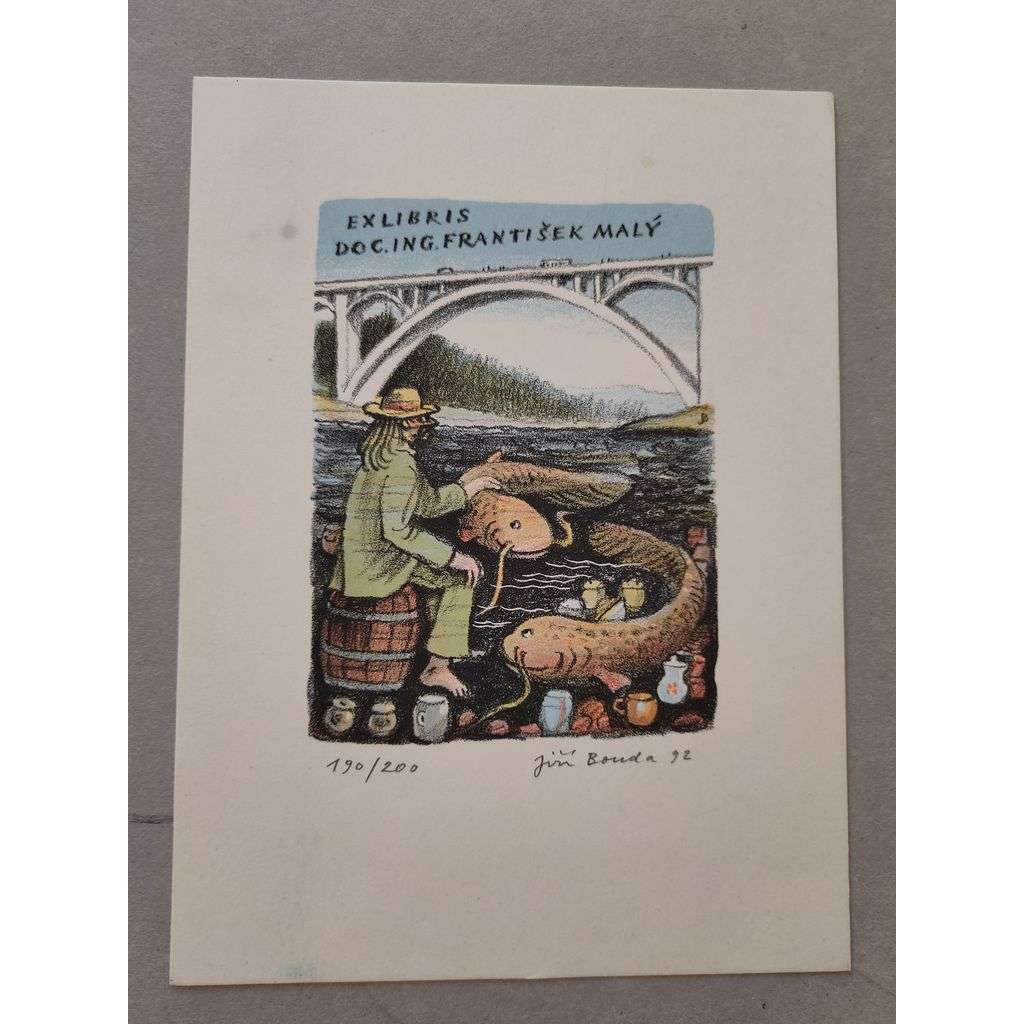 Jiří Bouda (1934 - 2015) - EX LIBRIS - barevná litografie 1992, grafika, signováno