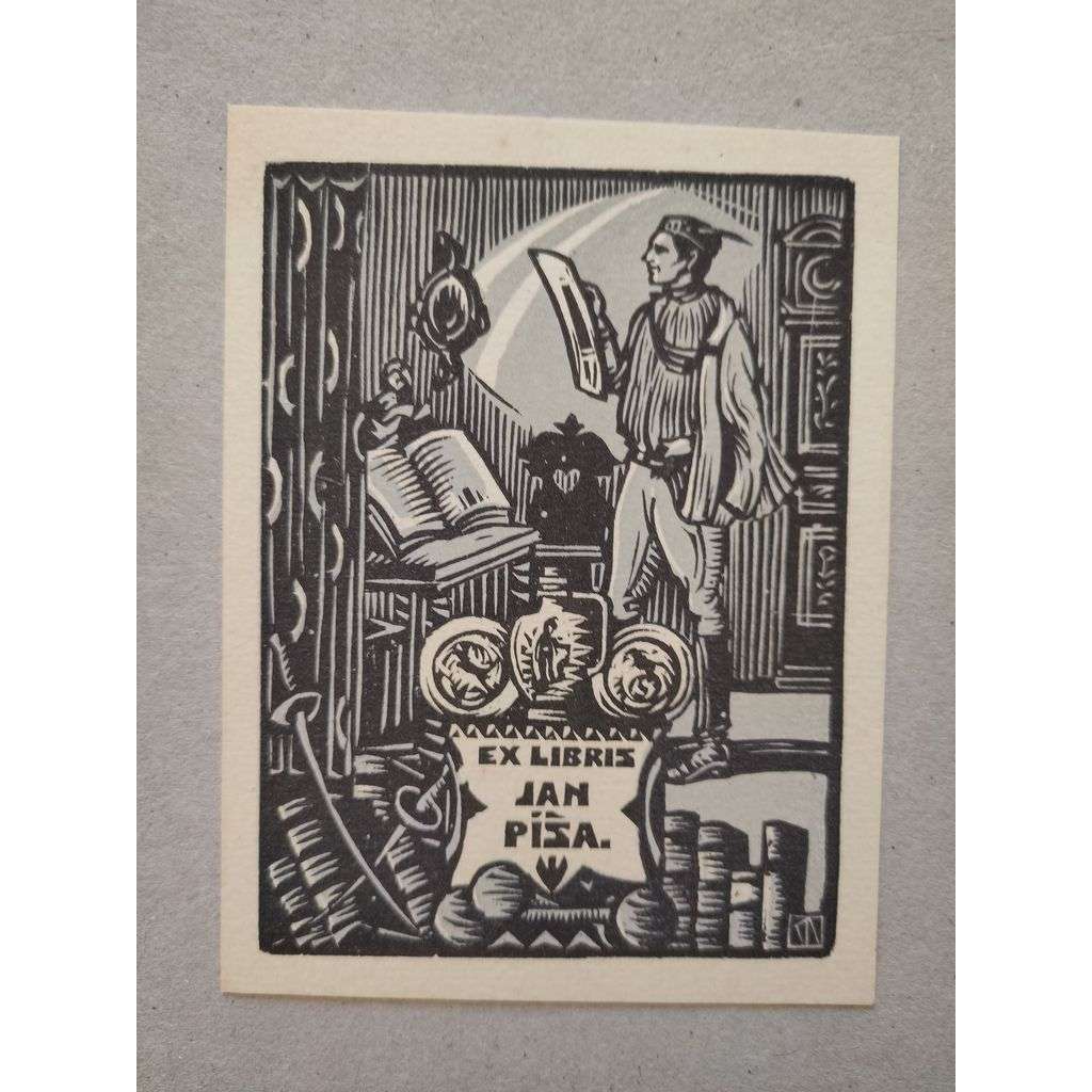 Karel Němec (1879 - 1960) - EX LIBRIS Jan Piša - dřevoryt, grafika, nesignováno