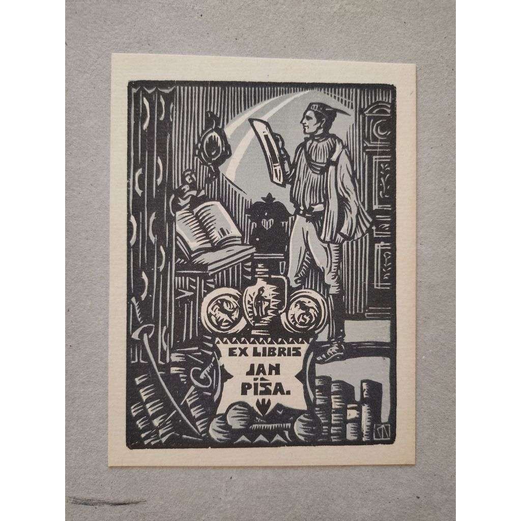 Karel Němec (1879 - 1960) - EX LIBRIS Jan Piša - dřevoryt, grafika, nesignováno