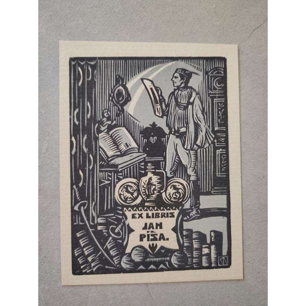 Karel Němec (1879 - 1960) - EX LIBRIS Jan Piša - dřevoryt, grafika, nesignováno