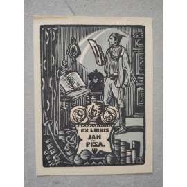 Karel Němec (1879 - 1960) - EX LIBRIS Jan Piša - dřevoryt, grafika, nesignováno