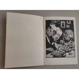 Václav Šprungl (1926 - 1993) - Bibliofilové u oběda - dřevoryt 1951, grafika, signováno