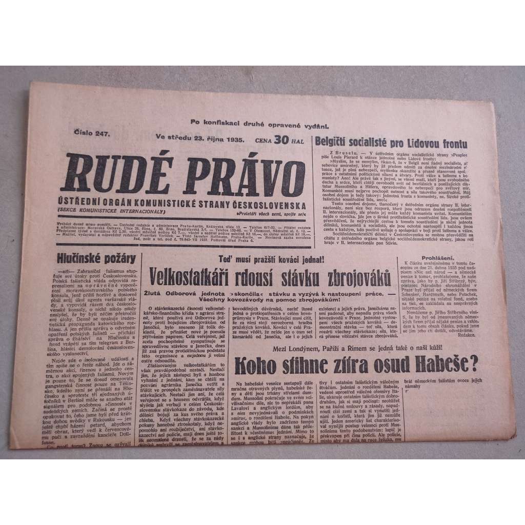 Rudé právo (23.10.1935) - 1. republika, staré noviny