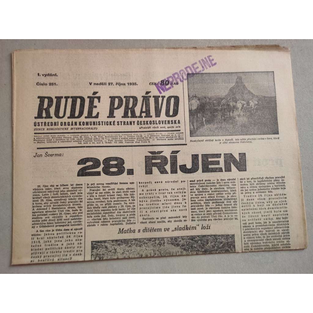 Rudé právo (27.10.1935) - 1. republika, staré noviny