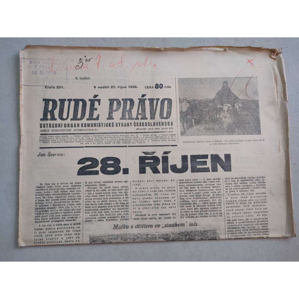 Rudé právo (27.10.1935) - 1. republika, staré noviny