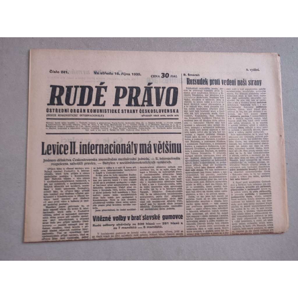 Rudé právo (16.10.1935) - 1. republika, staré noviny