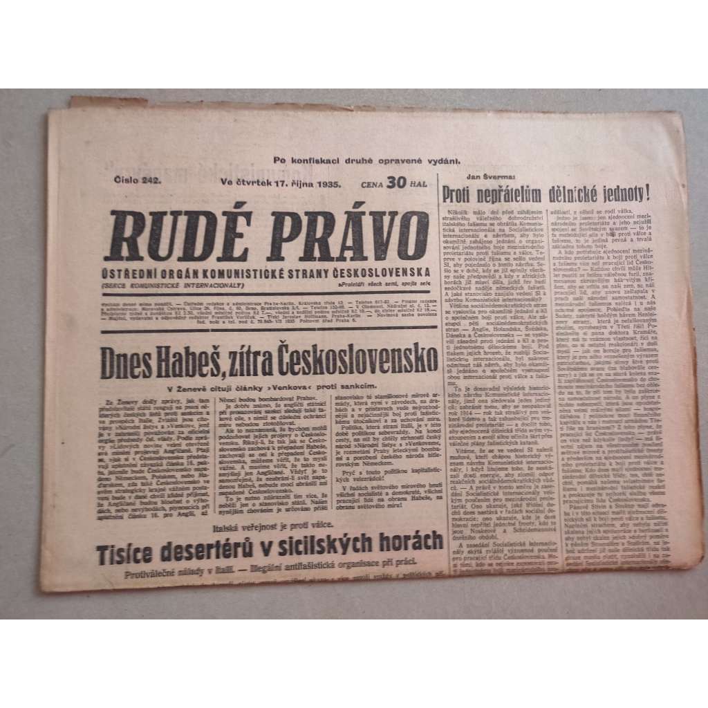 Rudé právo (17.10.1935) - 1. republika, staré noviny