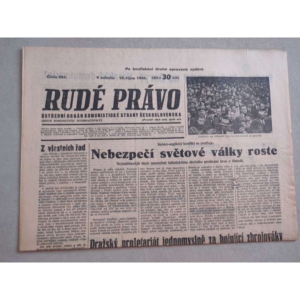 Rudé právo (19.10.1935) - 1. republika, staré noviny