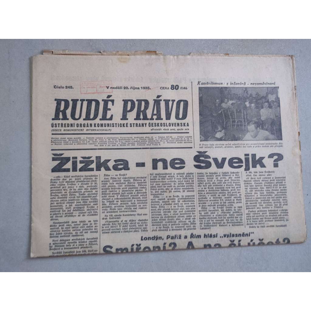 Rudé právo (20.10.1935) - 1. republika, staré noviny