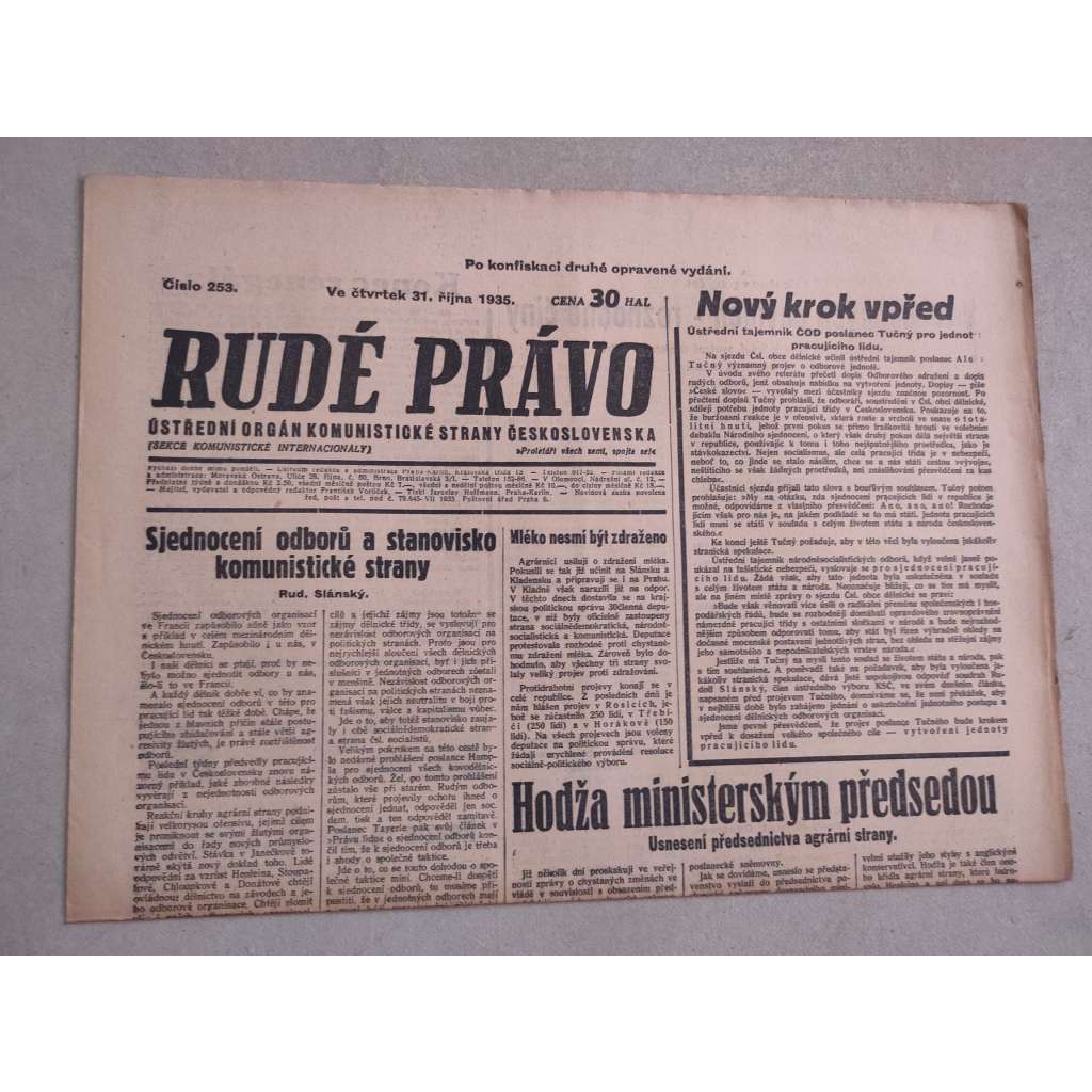 Rudé právo (31.10.1935) - 1. republika, staré noviny