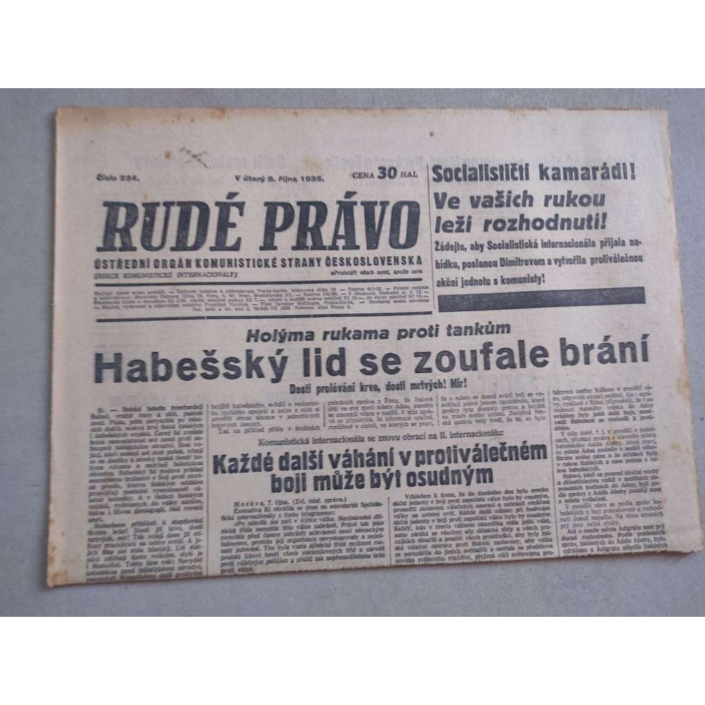 Rudé právo (8.10.1935) - 1. republika, staré noviny