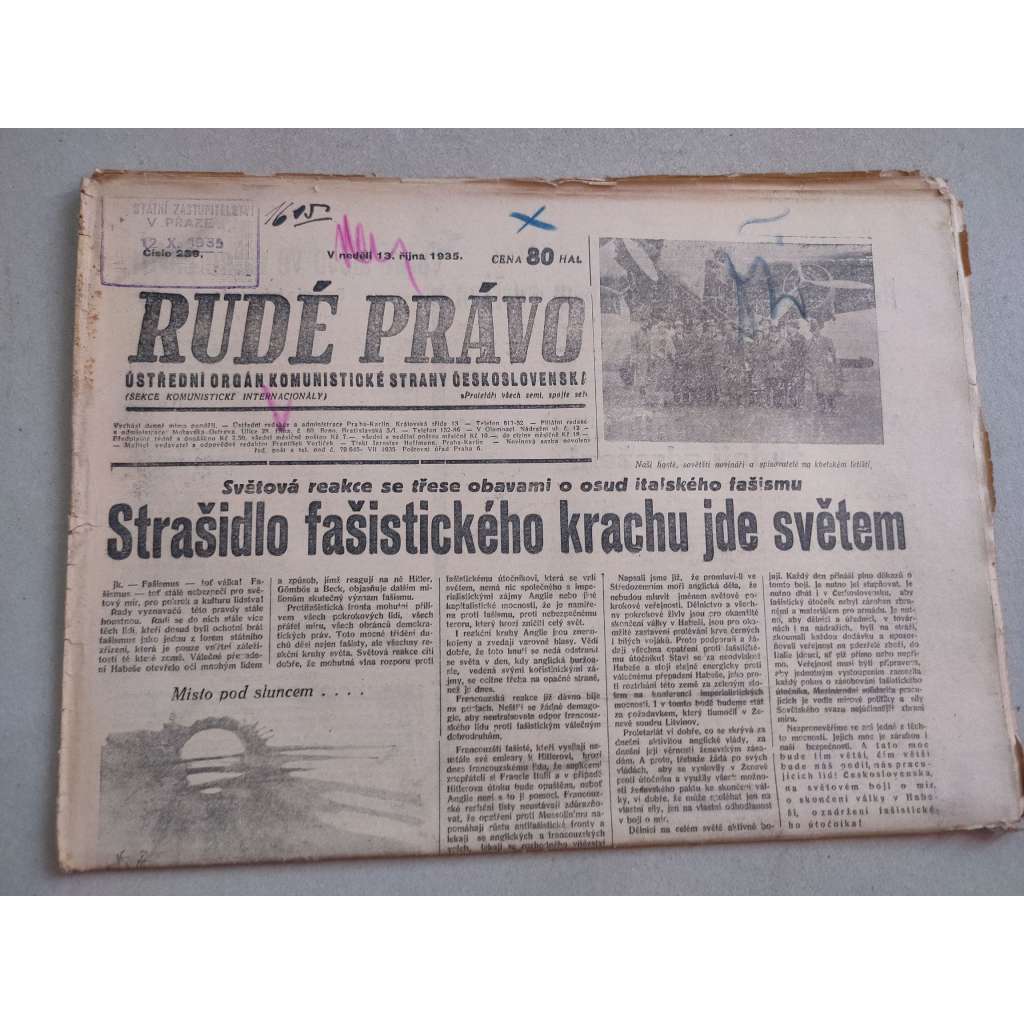 Rudé právo (13.10.1935) - 1. republika, staré noviny