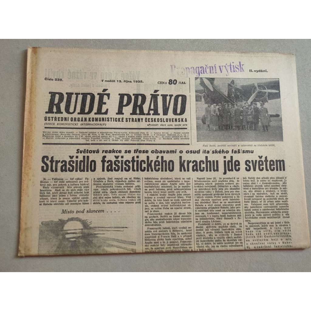 Rudé právo (13.10.1935) - 1. republika, staré noviny