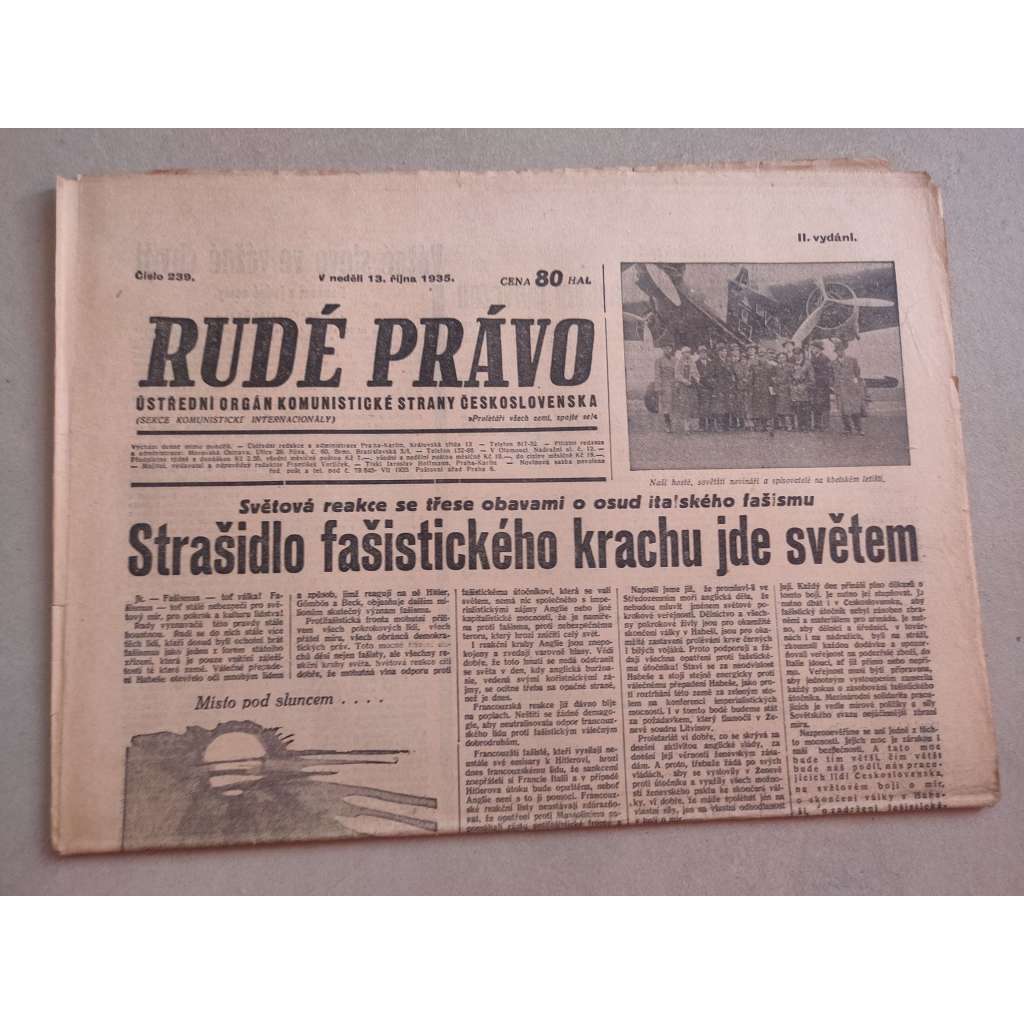 Rudé právo (13.10.1935) - 1. republika, staré noviny