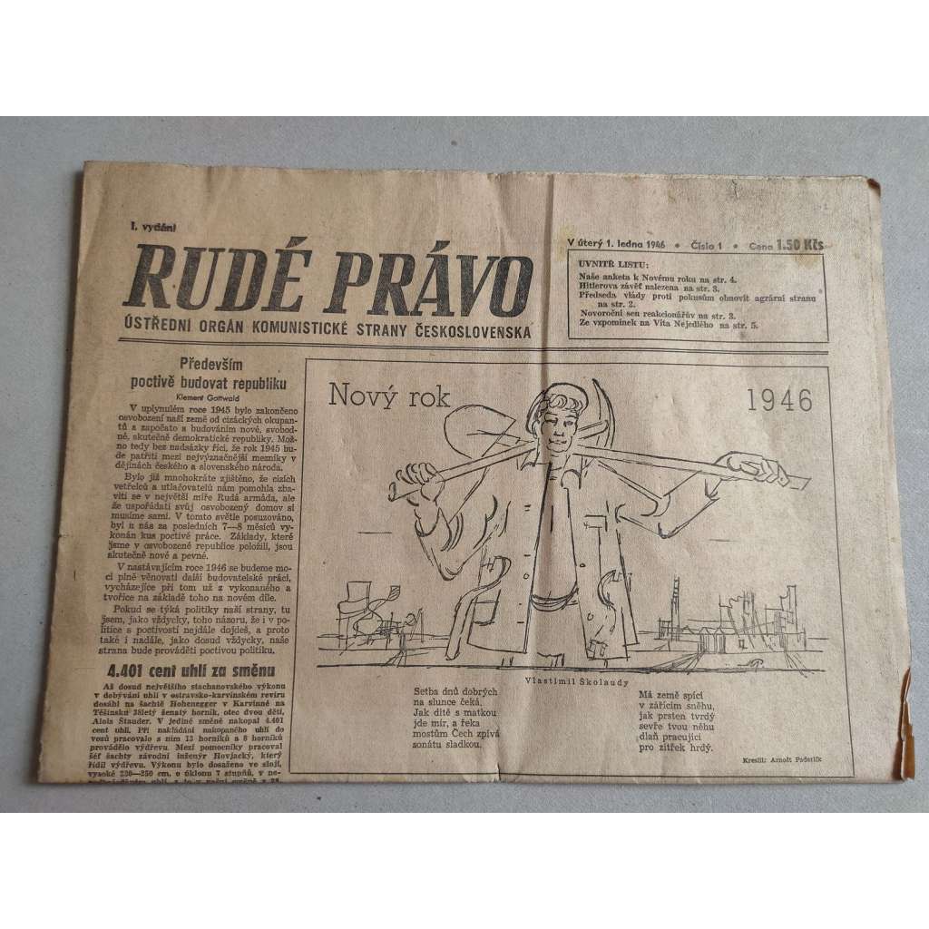 Rudé právo (1.1.1946) - staré noviny