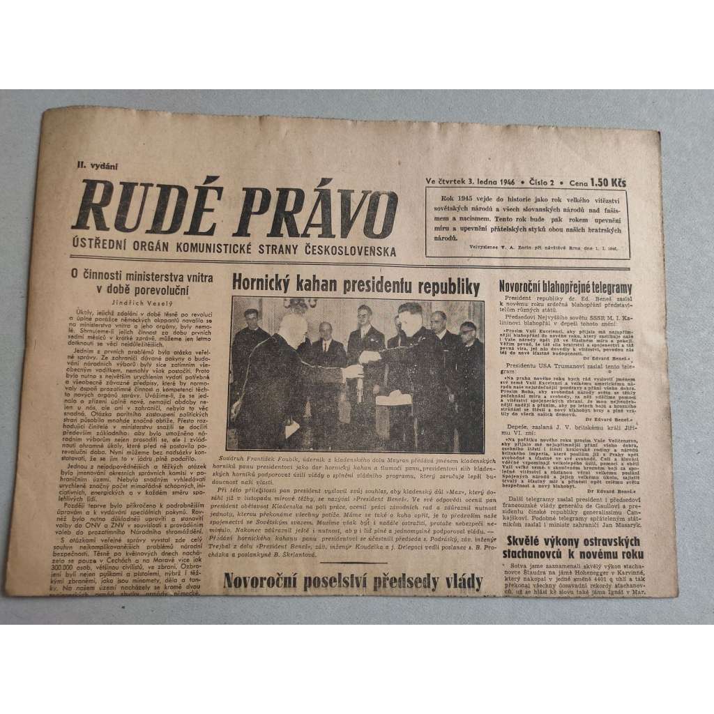 Rudé právo (3.1.1946) - staré noviny