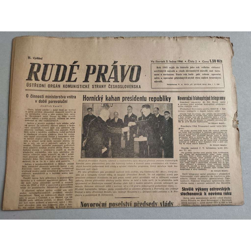 Rudé právo (3.1.1946) - staré noviny