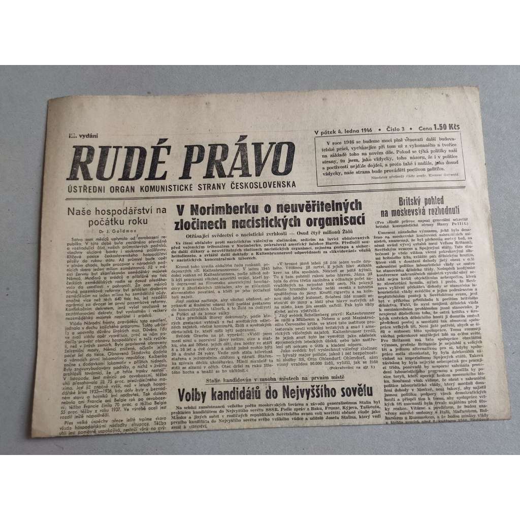 Rudé právo (4.1.1946) - staré noviny