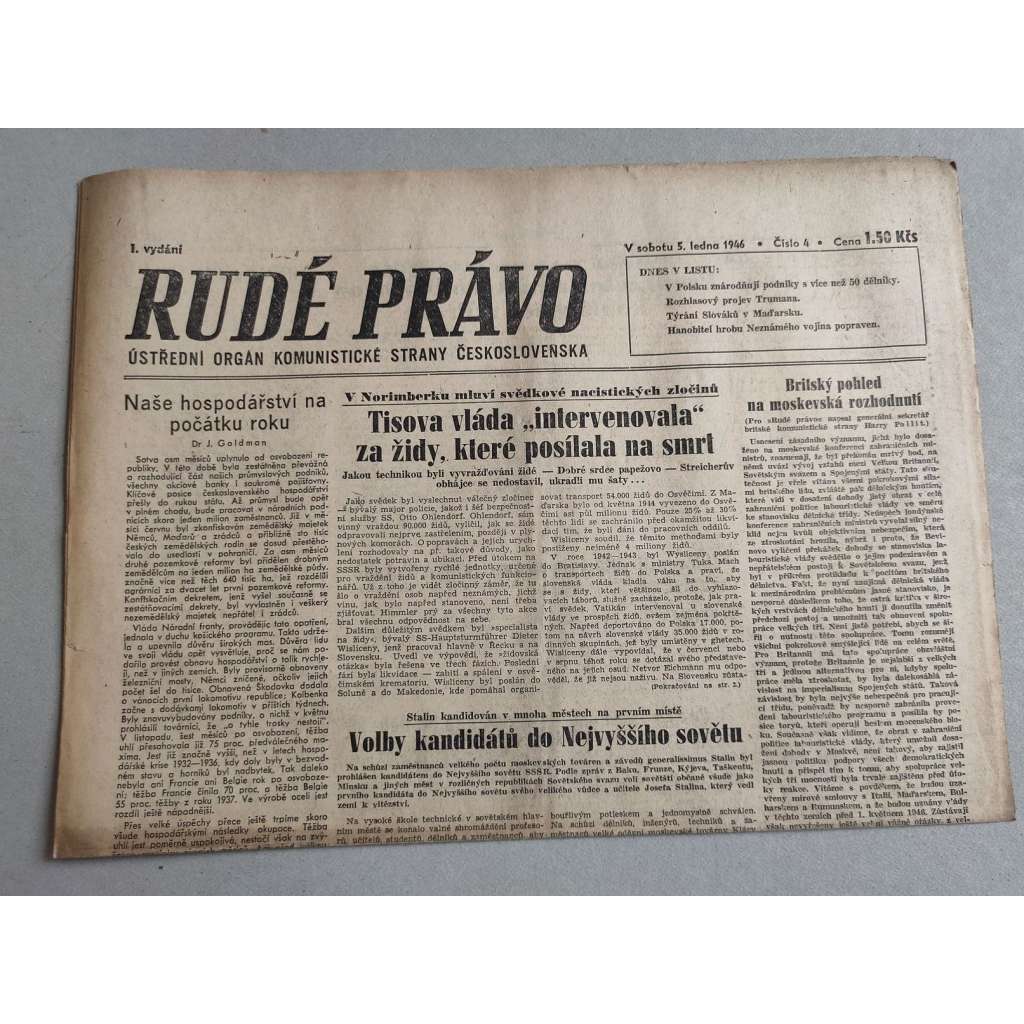 Rudé právo (5.1.1946) - staré noviny