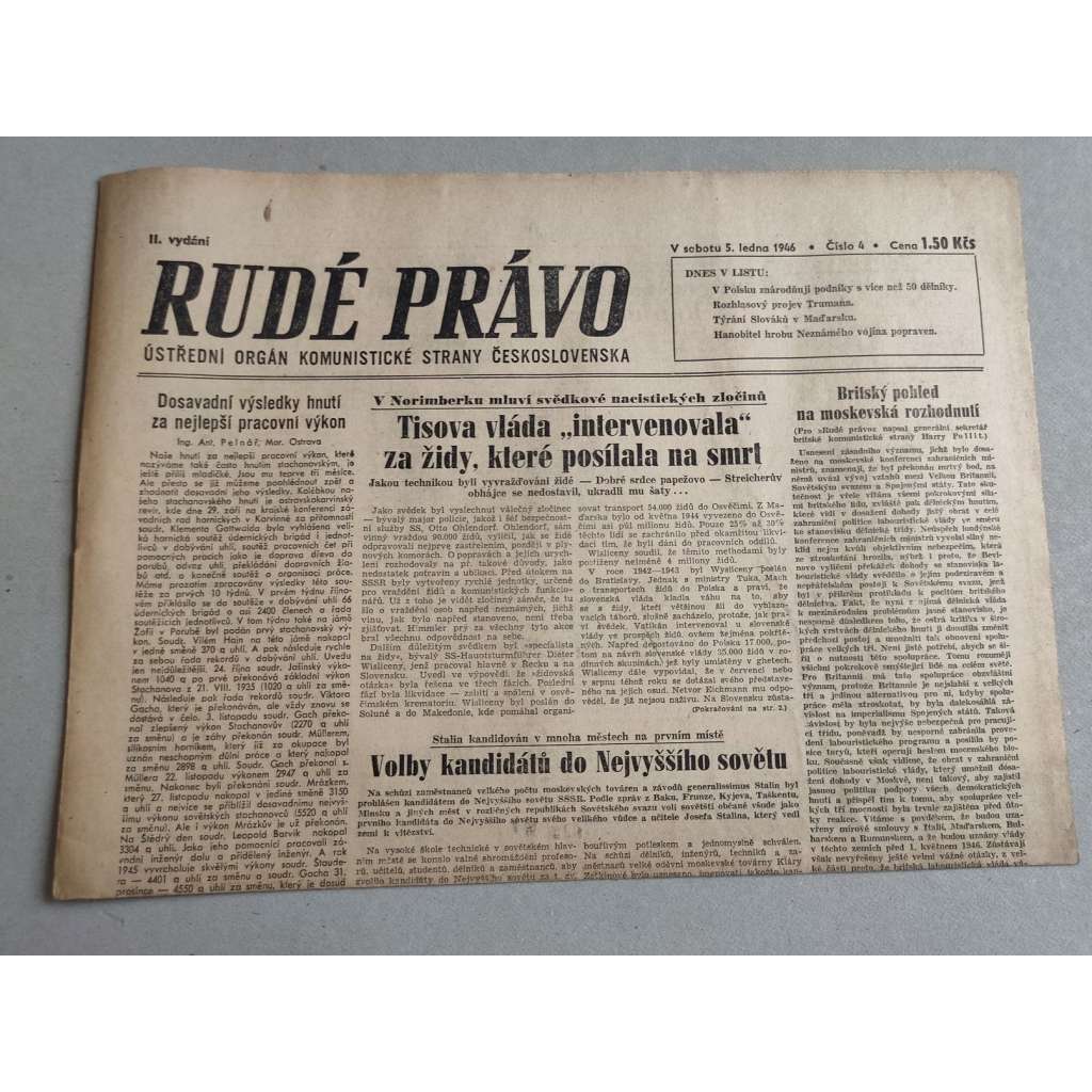 Rudé právo (5.1.1946) - staré noviny