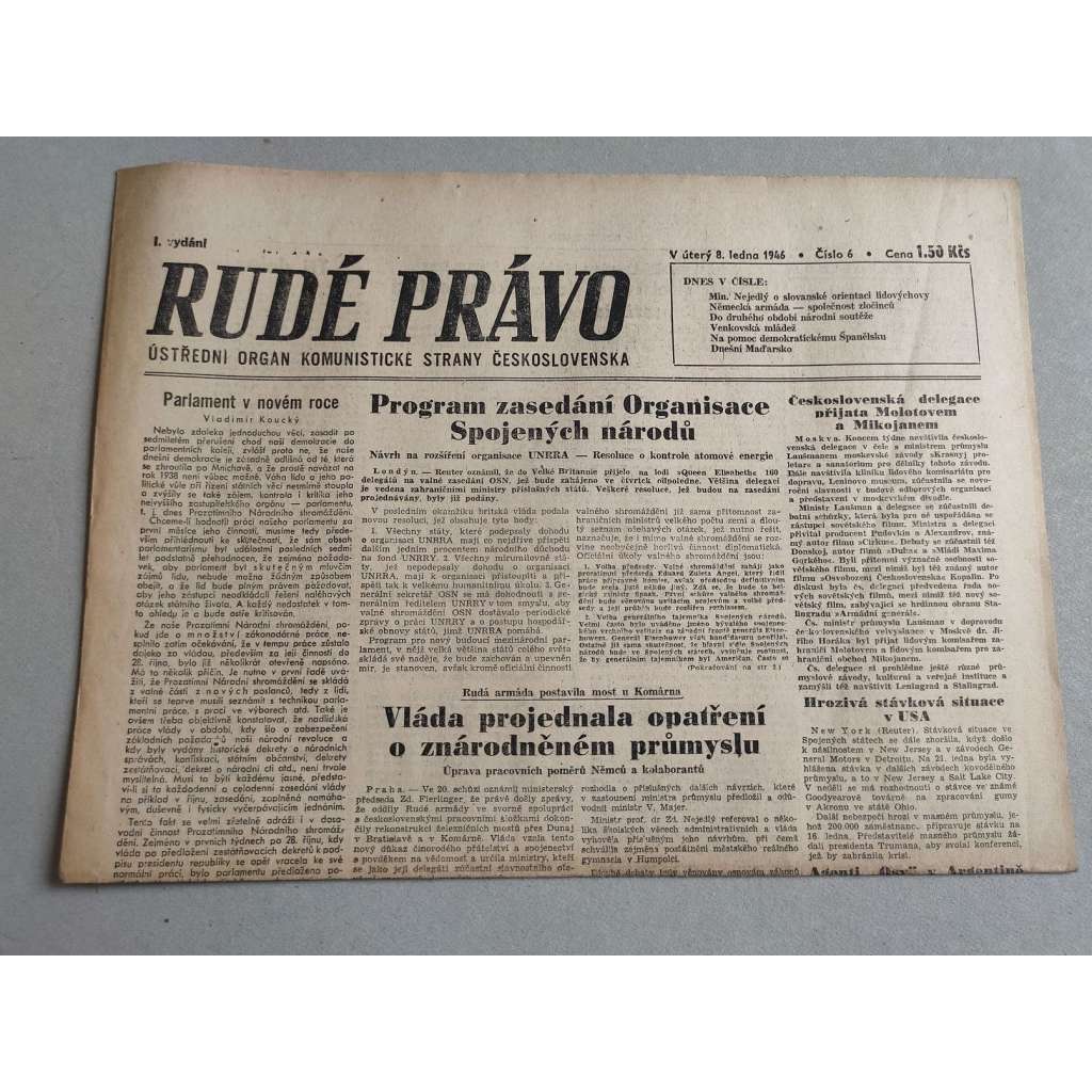 Rudé právo (8.1.1946) - staré noviny