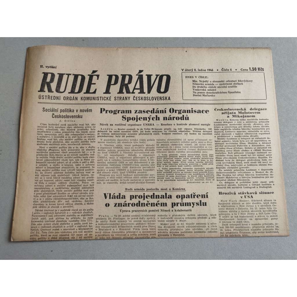 Rudé právo (8.1.1946) - staré noviny