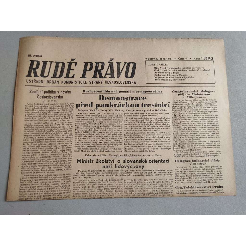 Rudé právo (8.1.1946) - staré noviny