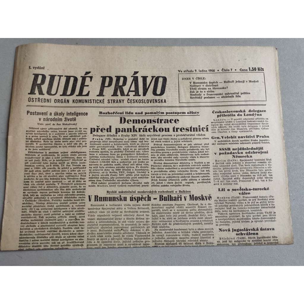Rudé právo (9.1.1946) - staré noviny