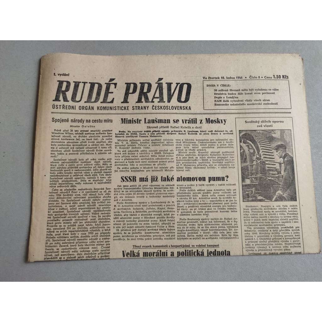 Rudé právo (10.1.1946) - staré noviny
