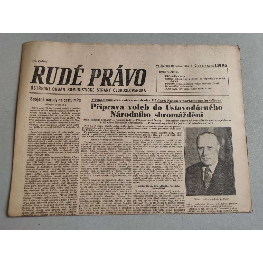 Rudé právo (10.1.1946) - staré noviny