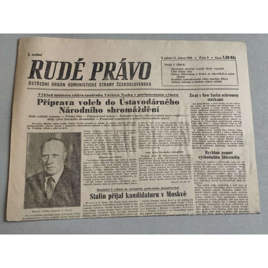 Rudé právo (11.1.1946) - staré noviny