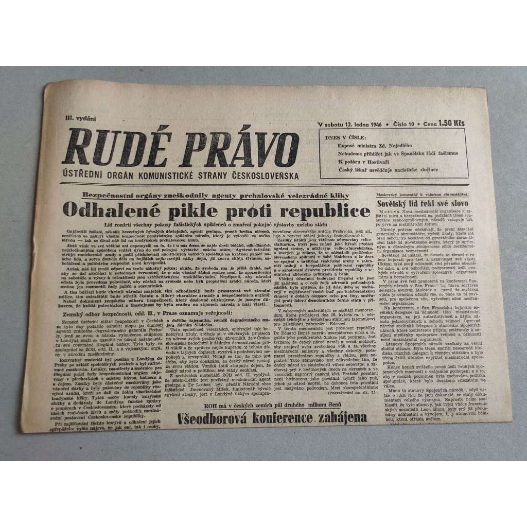 Rudé právo (12.1.1946) - staré noviny