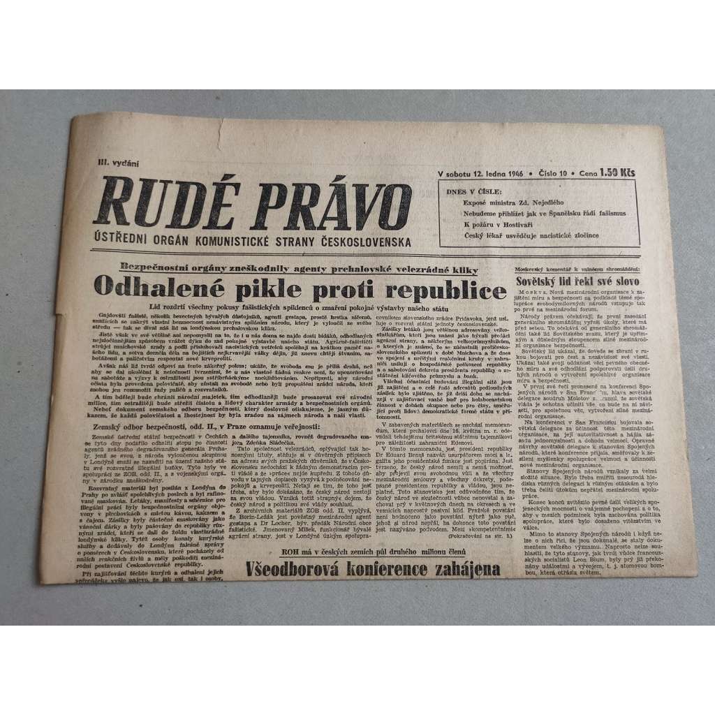 Rudé právo (12.1.1946) - staré noviny